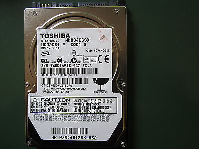 MK8040GSX 80GB Toshiba SATA 2.5" Hard Drive HDD2D31