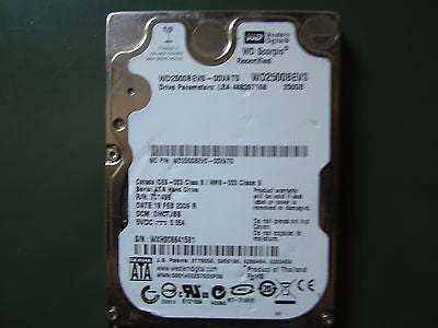 WD2500BEVS-00VAT0 250GB Western Digital SATA 2.5" Hard Drive