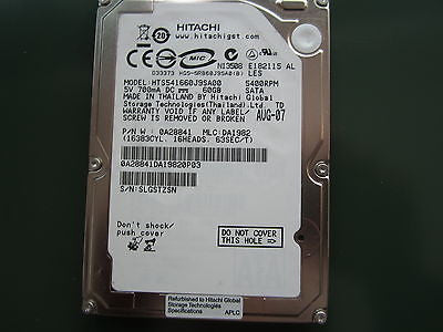 Hitachi 0A28841 DA1982 HTS541660J9SA00 60GB  2.5" SATA HDD