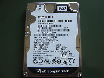 WD2500BEKT-60F3T1 250GB Western Digital SATA 2.5" Hard Drive