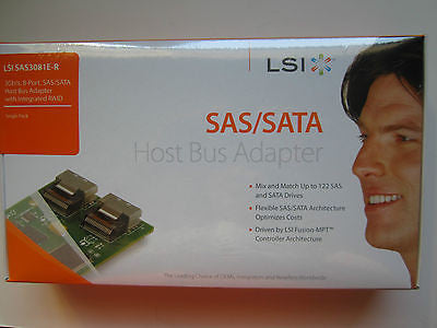 BRAND NEW LSI SAS3081E-R LSI00182 3Gb/s, 8-Port, SAS/SATA Host Bus Adapter